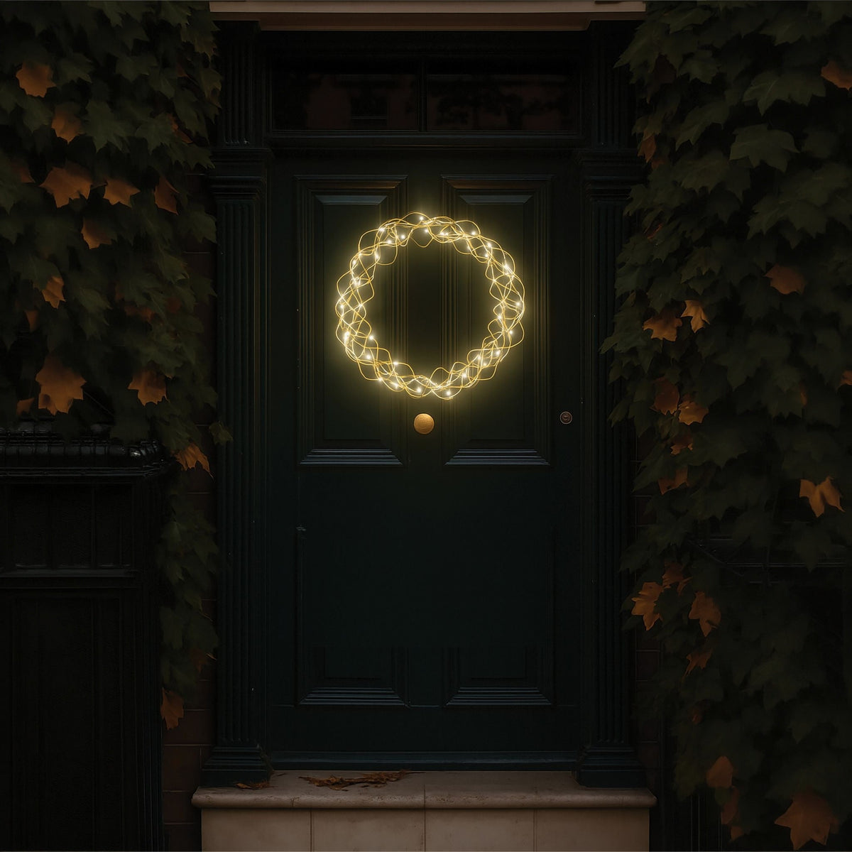 Xmas Haus LED Copper Gold Wreath – Indoor & Outdoor Christmas Decoration_Outdoor Christmas Decorations