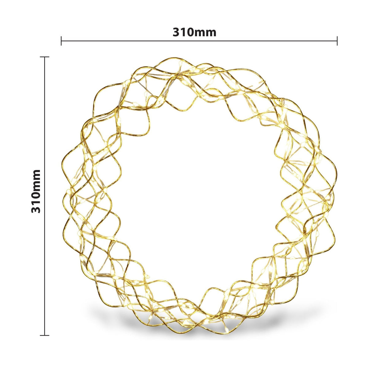 Xmas Haus LED Copper Gold Wreath – Indoor & Outdoor Christmas Decoration_Outdoor Christmas Decorations