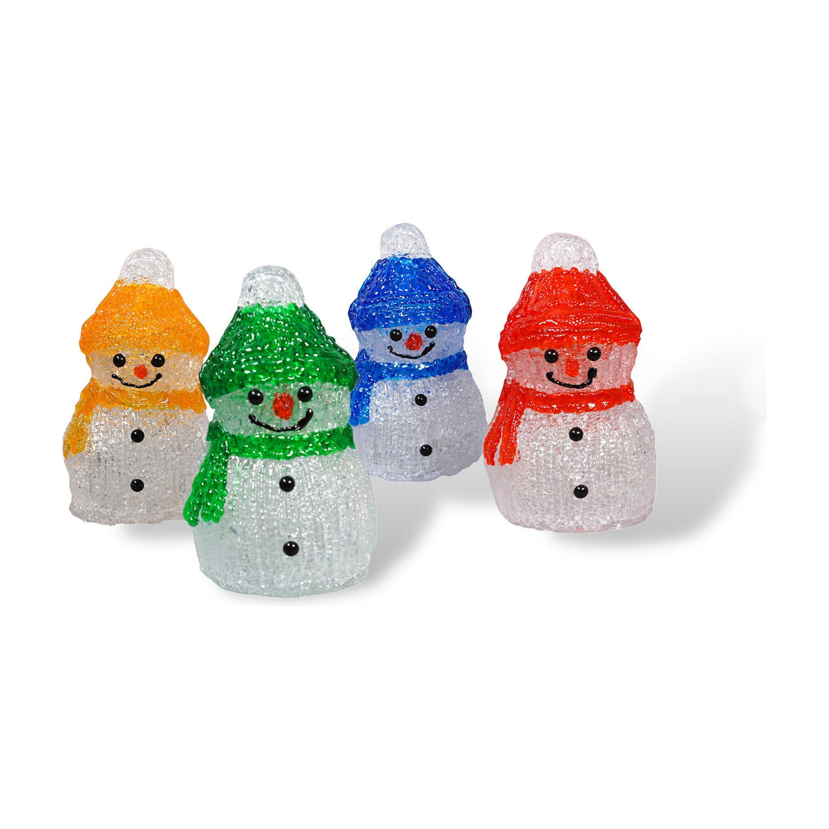 Xmas Haus Set of 4 Acrylic LED Snowmen – 8 LEDs Each, Battery Operated with Timer, Indoor & Outdoor Christmas Decoration_Christmas Lights
