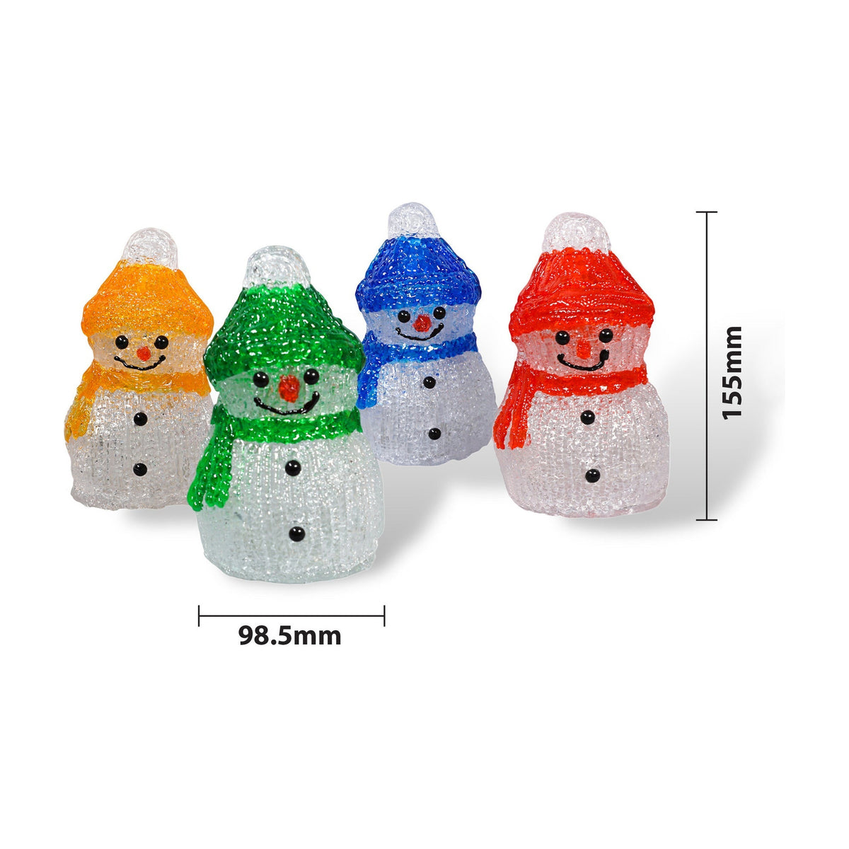 Xmas Haus Set of 4 Acrylic LED Snowmen – 8 LEDs Each, Battery Operated with Timer, Indoor & Outdoor Christmas Decoration_Christmas Lights