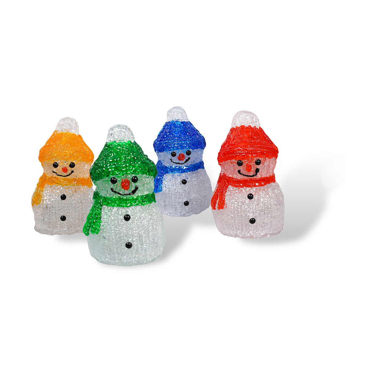 Xmas Haus Set of 4 Acrylic LED Snowmen – 8 LEDs Each, Battery Operated with Timer, Indoor & Outdoor Christmas Decoration_Christmas Lights