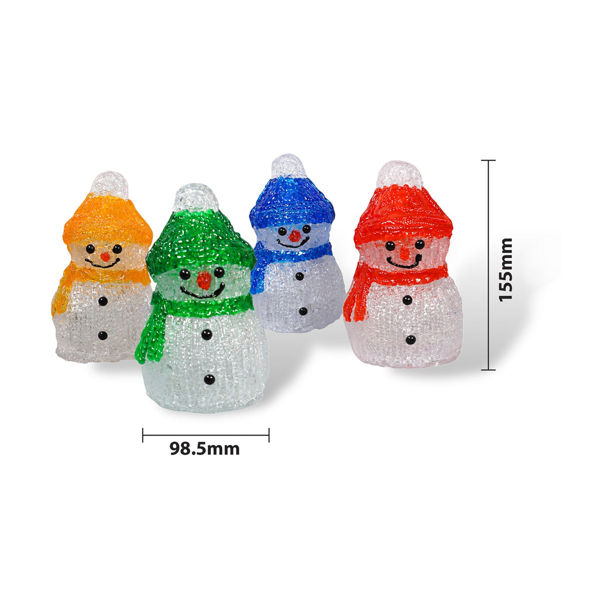 Xmas Haus Set of 4 Acrylic LED Snowmen – 8 LEDs Each, Battery Operated with Timer, Indoor & Outdoor Christmas Decoration_Christmas Lights
