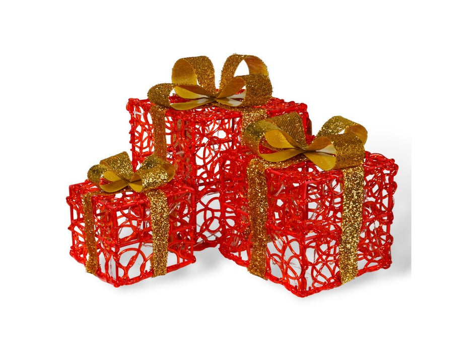 Xmas Haus Set of 3 LED Light Up Christmas Boxes Battery Operated With Timer and 60 LED's Outdoor/Indoor_Christmas Lights