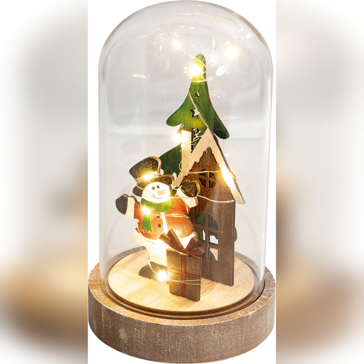 St Helens Home and Garden Battery Powered Light Up Cloche Christmas Scene_Indoor Christmas Decorations