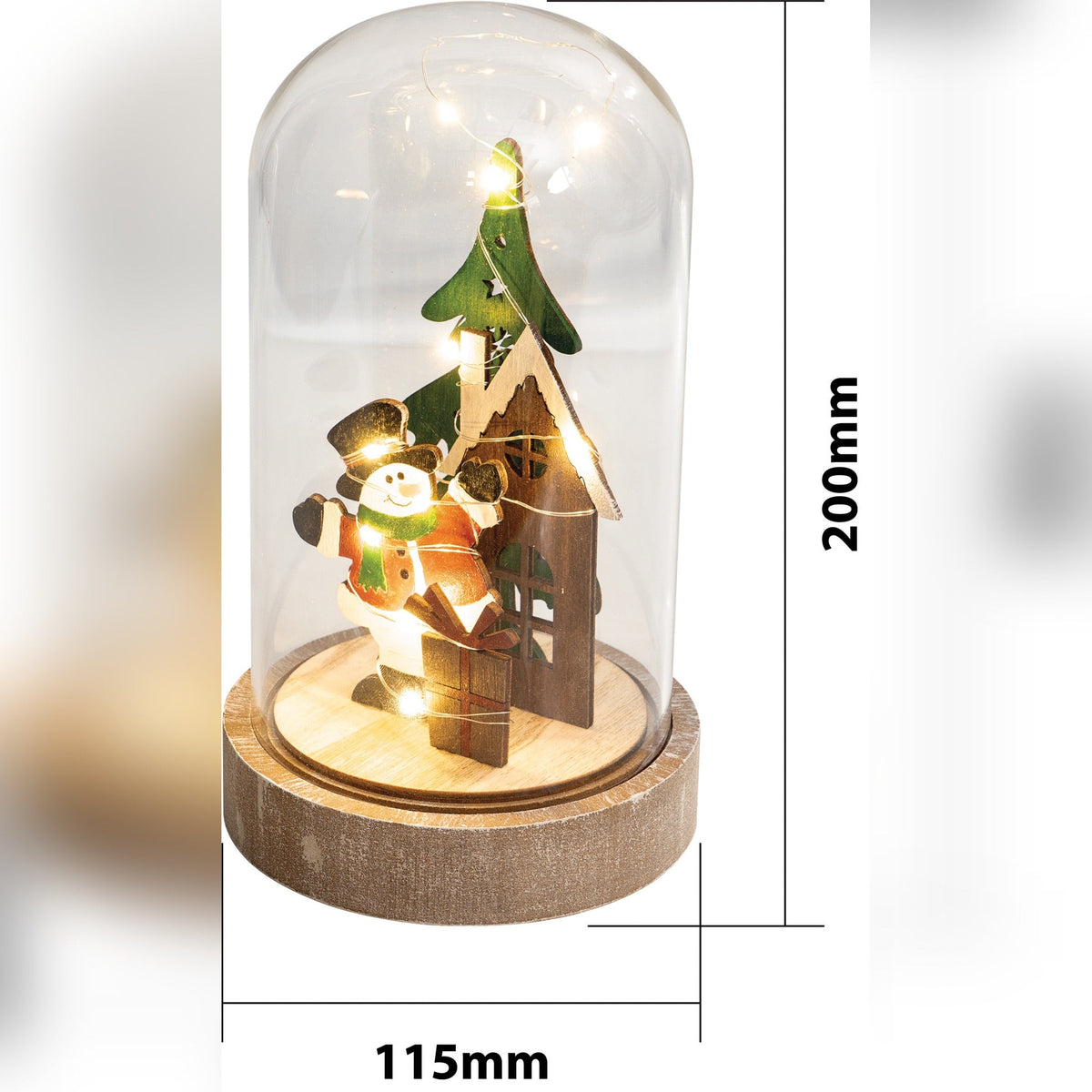 St Helens Home and Garden Battery Powered Light Up Cloche Christmas Scene_Indoor Christmas Decorations