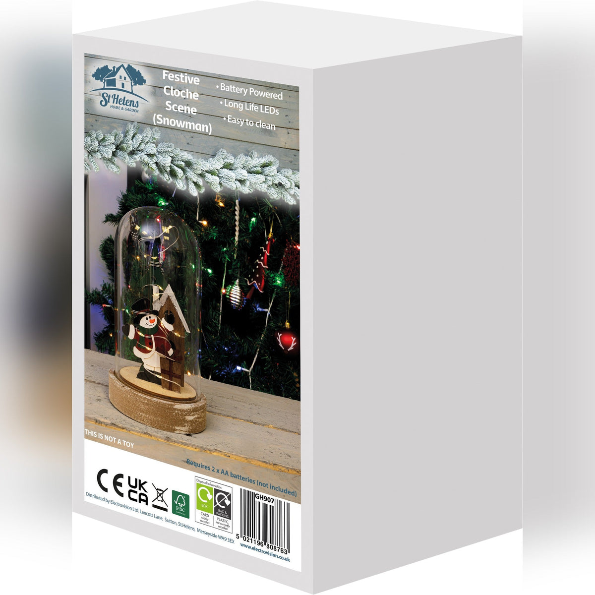 St Helens Home and Garden Battery Powered Light Up Cloche Christmas Scene_Indoor Christmas Decorations