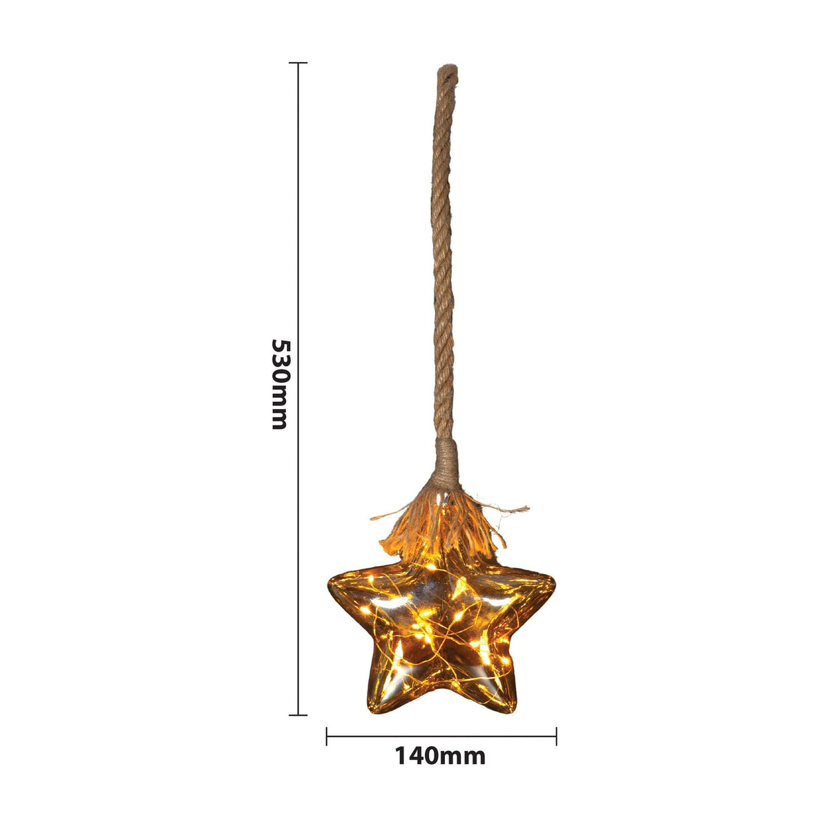 Xmas Haus 30cm Glass Star Decoration – 10 Warm White LEDs, Battery Operated with Timer, Indoor Use_Indoor Christmas Decorations
