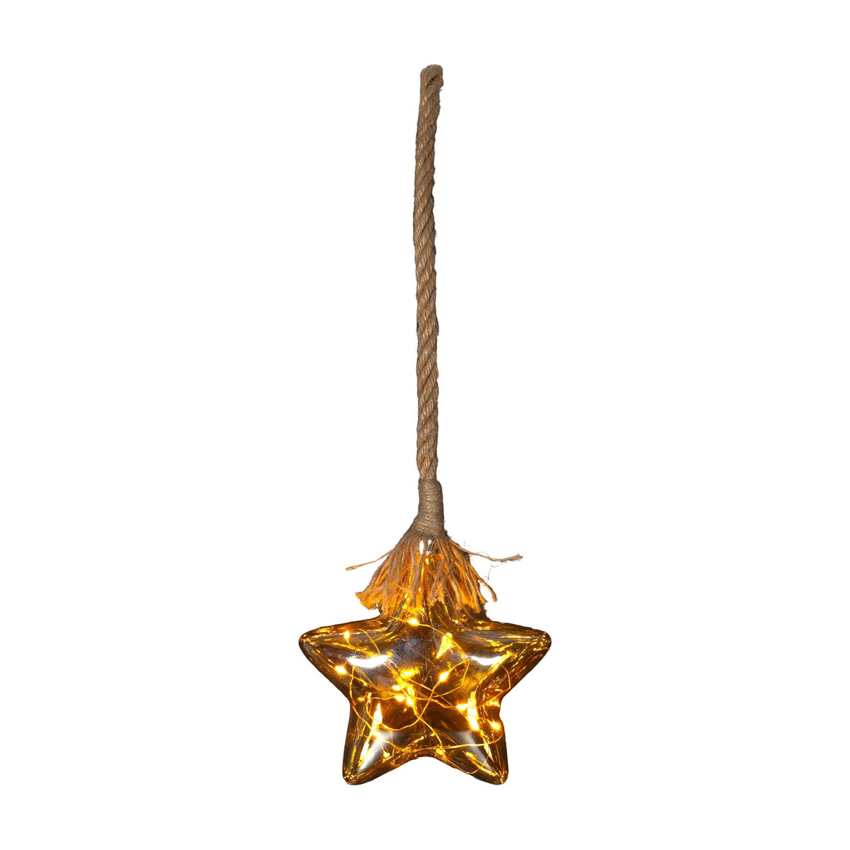 Xmas Haus 30cm Glass Star Decoration – 10 Warm White LEDs, Battery Operated with Timer, Indoor Use_Indoor Christmas Decorations