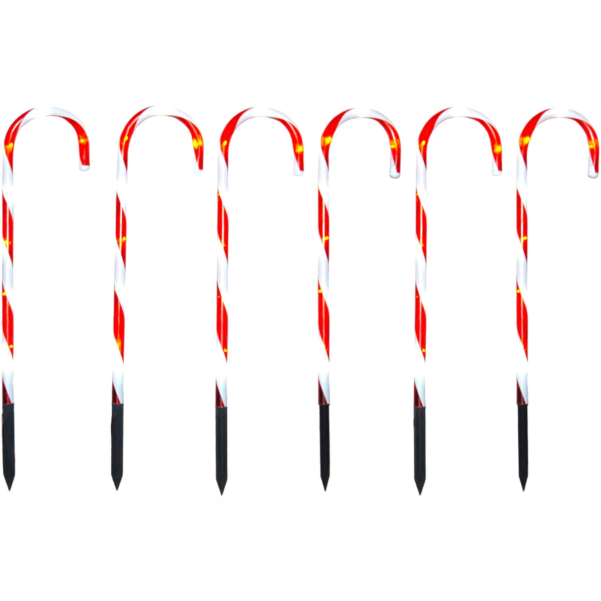 Xmas Haus Outdoor LED Christmas Candy Cane Set of 6 with Timer and Battery operation_Outdoor Christmas Decorations