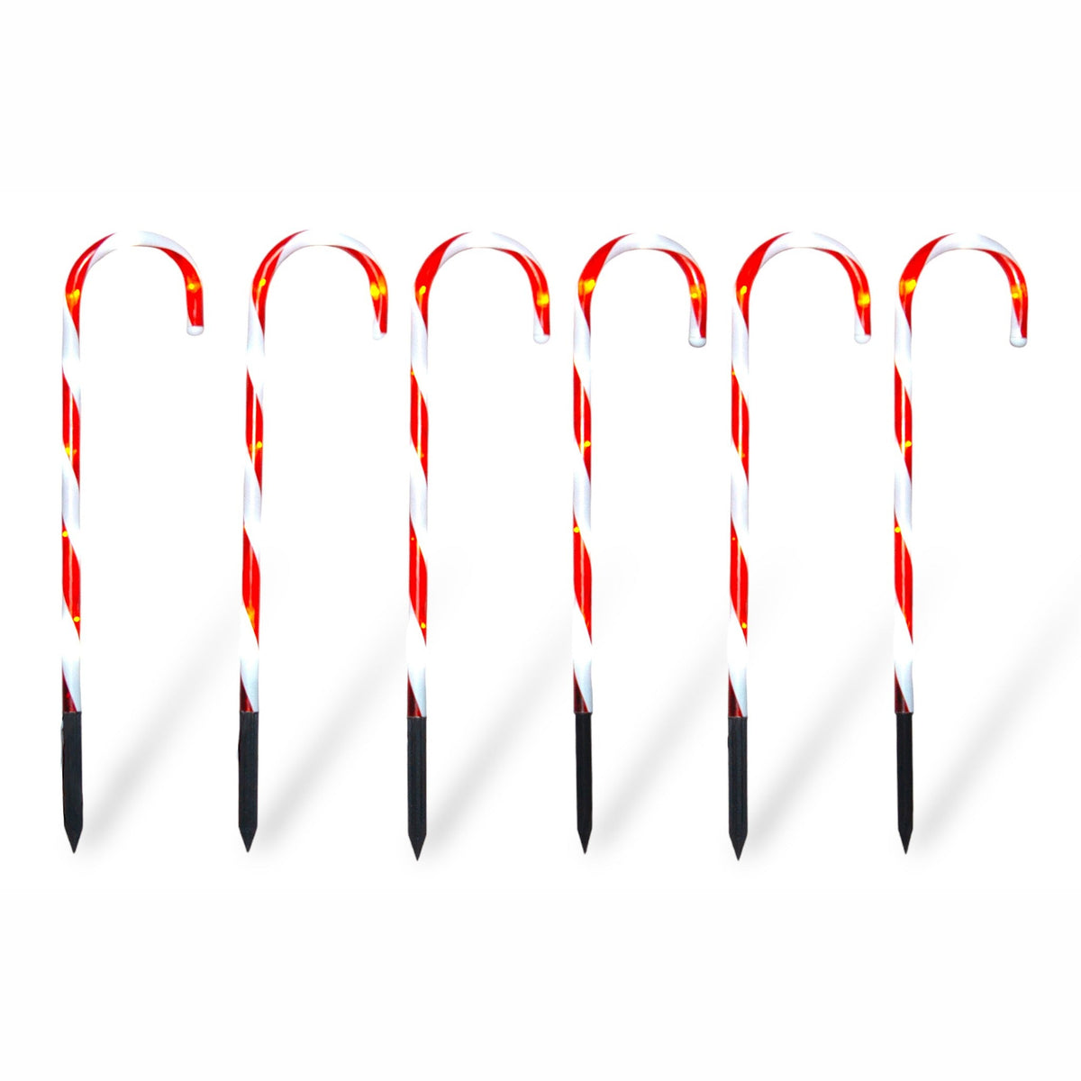 Xmas Haus Outdoor LED Christmas Candy Cane Set of 6 with Timer and Battery operation_Outdoor Christmas Decorations