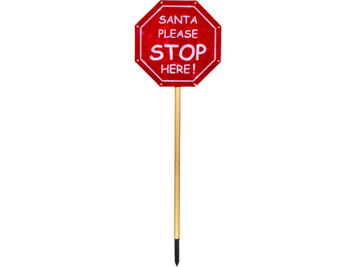 Xmas Haus Outdoor LED Christmas Santa Stop Here Sign with Timer and Battery operation_Christmas Lights