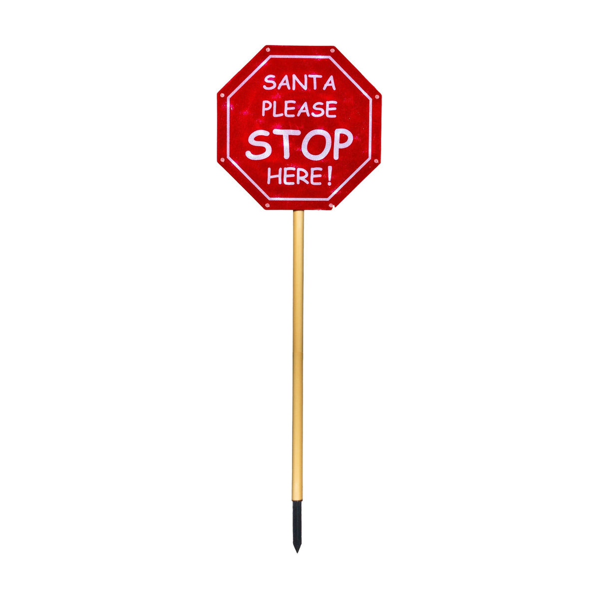 Xmas Haus Outdoor LED "Santa Stop Here" Sign – Battery Operated with Timer, Festive Garden Decoration_Christmas Lights