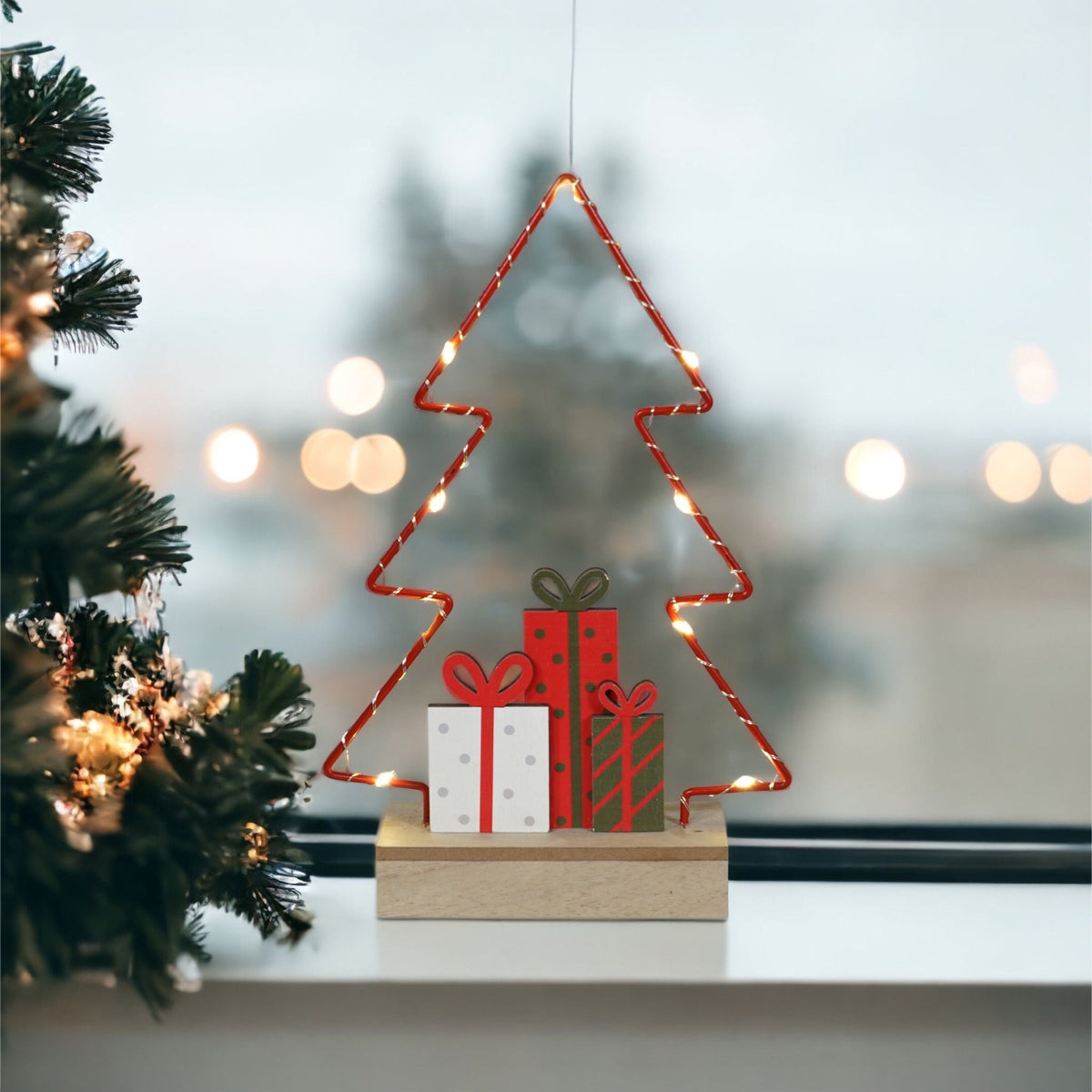 Xmas Haus LED Festive Wired Christmas Tree Display – Battery Operated, Indoor & Outdoor Holiday Decoration_Outdoor Christmas Decorations