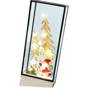 Xmas Haus Hurricane Glass Holder – Festive Village Scene with Santa, Battery-Operated Warm LED Christmas Decoration_Christmas Lights