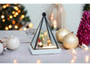 Xmas Haus Triangle Hurricane Glass Holder with Light Up Festive Gonk Scene Battery Operated_Christmas Lights