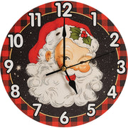 Xmas Haus Christmas Wall Clock – 9" Indoor Clock with Santa, Battery Operated, Festive Home Decoration_Christmas Clock