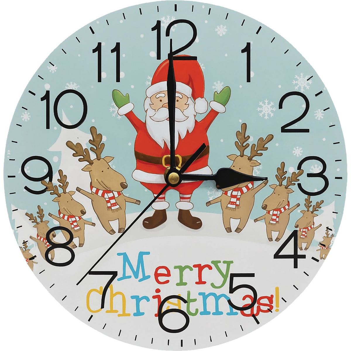 Xmas Haus Christmas Wall Clock – 9" Indoor Clock with Santa & Reindeers, Battery Operated, Festive Home Decoration_Christmas Clock