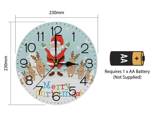 Xmas Haus Christmas Wall Clock (Indoor), Santa & Reindeers_Christmas Clock