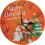 Xmas Haus Christmas Wall Clock – 9" Indoor Clock with Santa & Snowman, Battery Operated, Festive Home Decoration_Christmas Clock