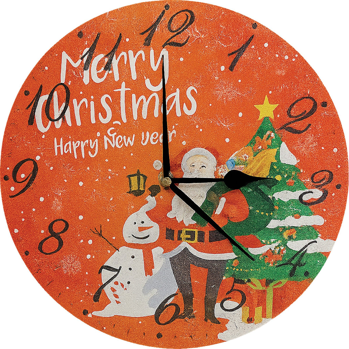 Xmas Haus Christmas Wall Clock – 9" Indoor Clock with Santa & Snowman, Battery Operated, Festive Home Decoration_Christmas Clock