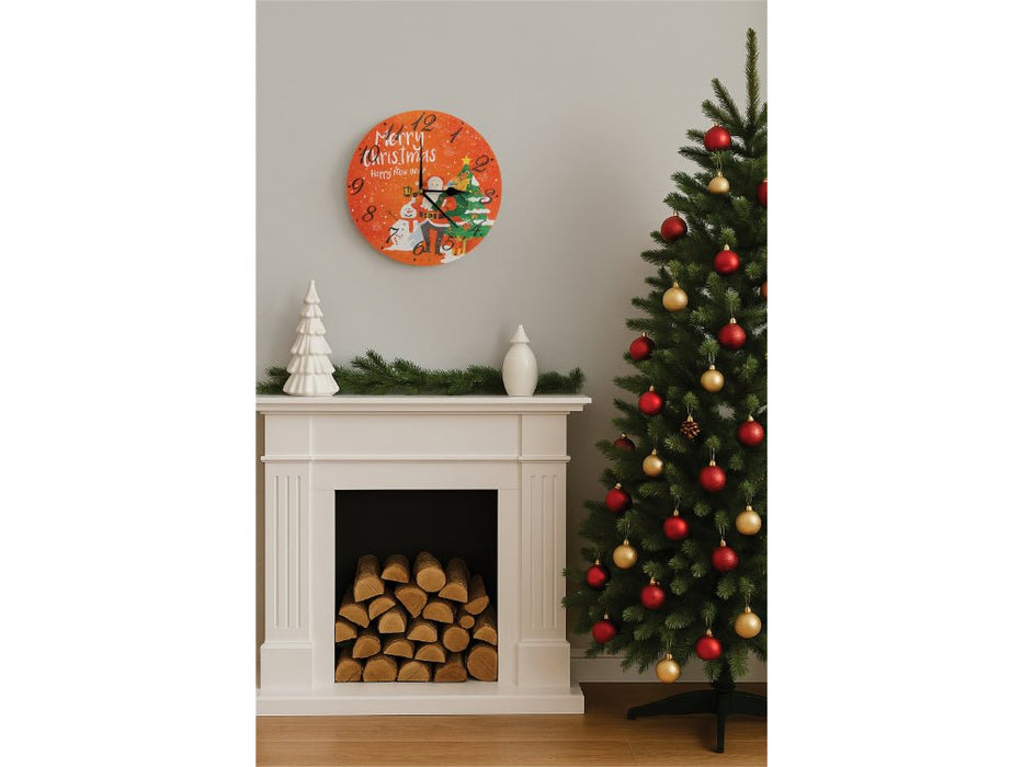 Xmas Haus Christmas Wall Clock (Indoor), Merry Santa & Snowman_Christmas Clock