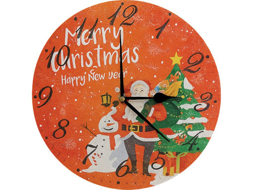 Xmas Haus Christmas Wall Clock (Indoor), Merry Santa & Snowman_Christmas Clock