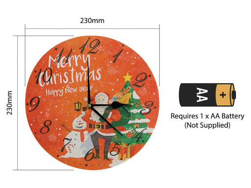 Xmas Haus Christmas Wall Clock (Indoor), Merry Santa & Snowman_Christmas Clock