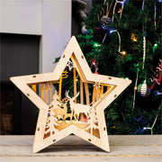 Battery Powered Wooden Light Up Christmas Star - Brown_Indoor Christmas Decorations