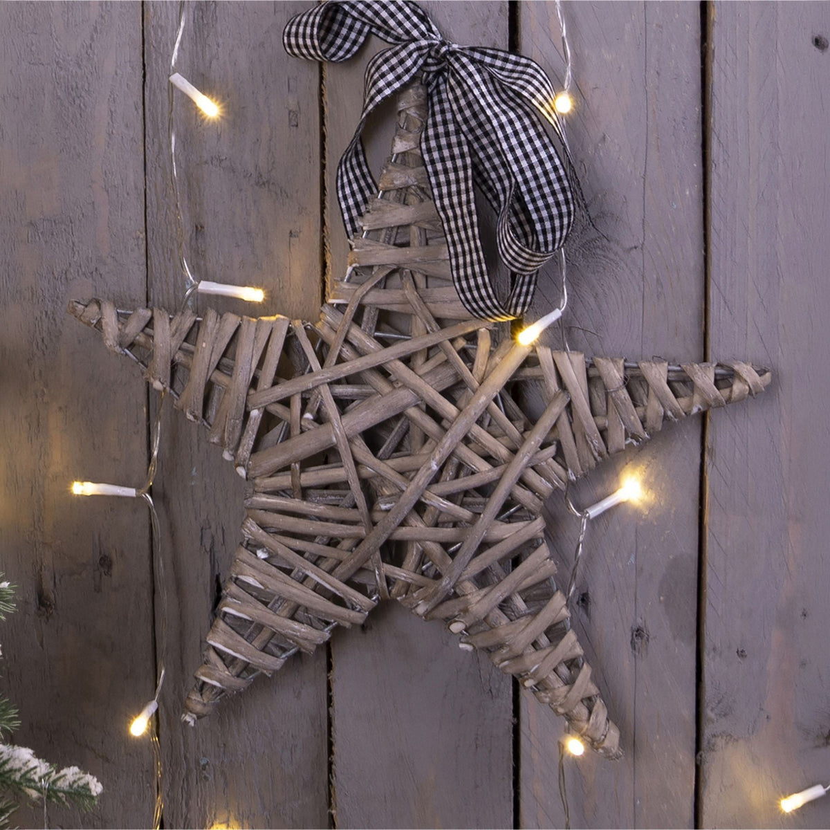 Light Grey Wicker Christmas Star – Rustic Holiday Decoration for Home & Tree_Indoor Christmas Decorations