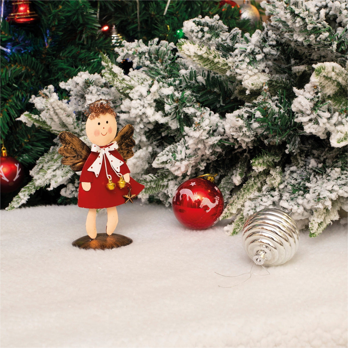 St Helens Home and Garden Metal Angel Ornament - Red or Grey_Indoor Christmas Decorations
