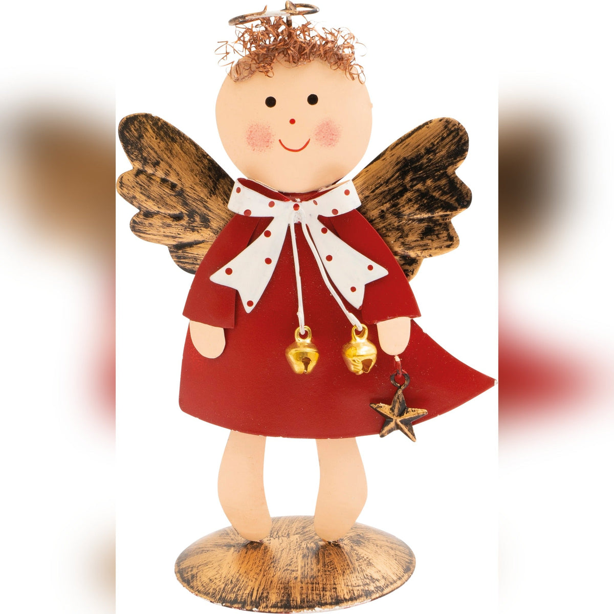 St Helens Home and Garden Metal Angel Ornament - Red or Grey_Indoor Christmas Decorations