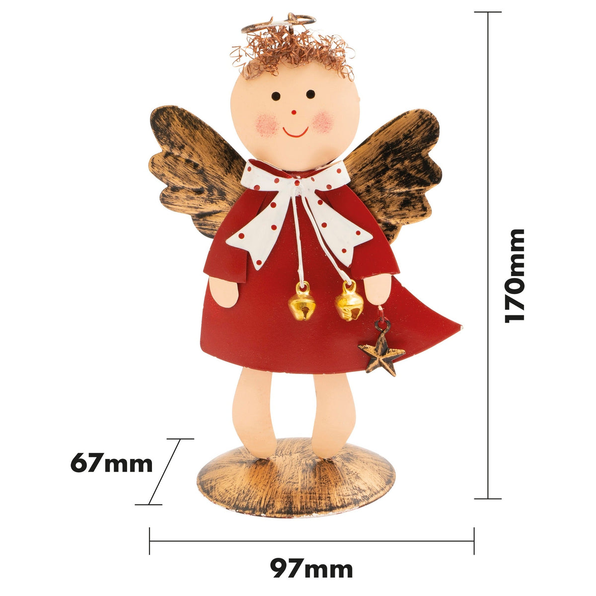 St Helens Home and Garden Metal Angel Ornament - Red or Grey_Indoor Christmas Decorations