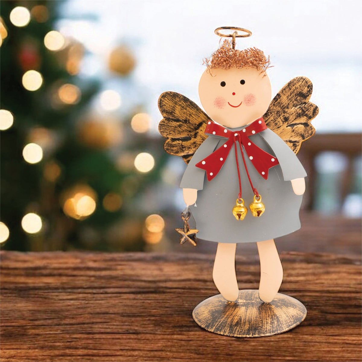 St Helens Home and Garden Metal Angel Ornament - Red or Grey_Indoor Christmas Decorations