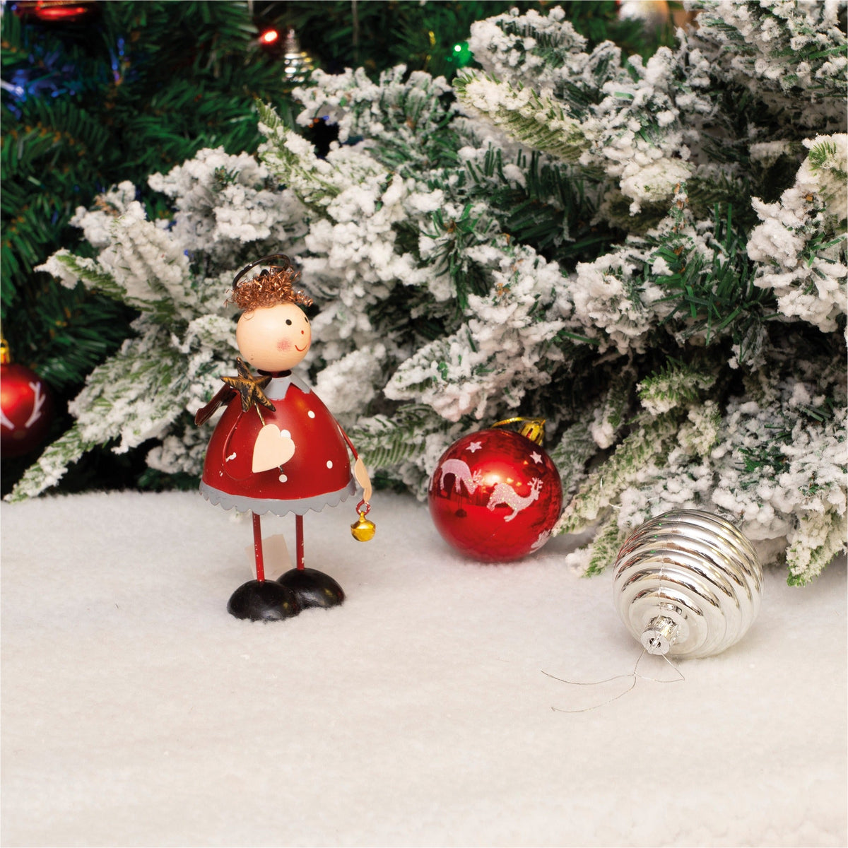 St Helens Home and Garden Metal Angel Ornament - Red or White_Indoor Christmas Decorations