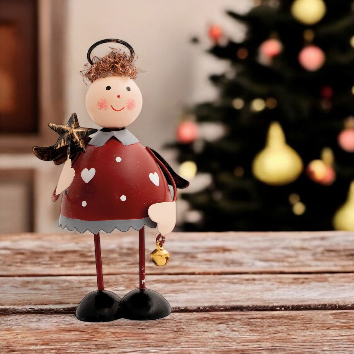 St Helens Home and Garden Metal Angel Ornament - Red or White_Indoor Christmas Decorations