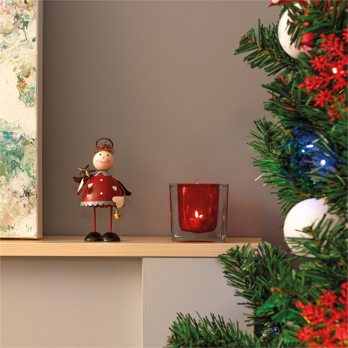 St Helens Home and Garden Metal Angel Ornament - Red or White_Indoor Christmas Decorations