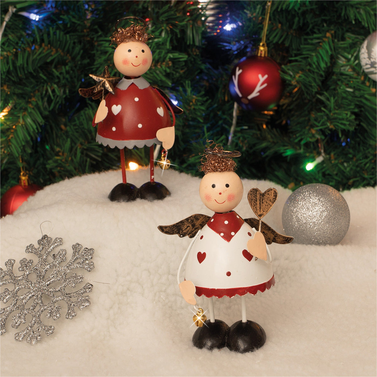 St Helens Home and Garden Metal Angel Ornament - Red or White_Indoor Christmas Decorations