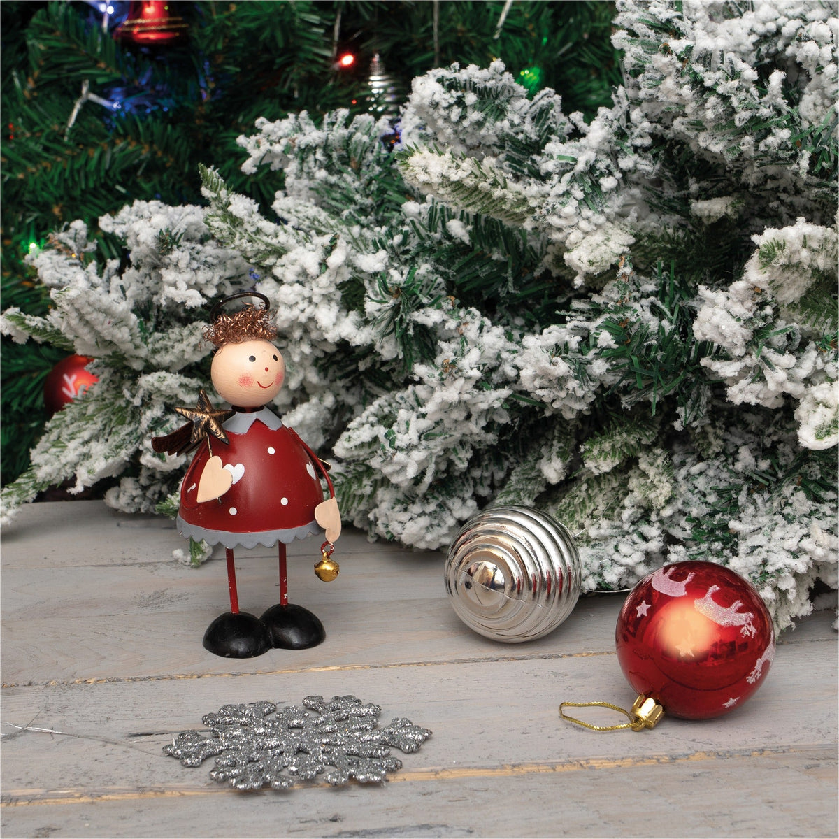 St Helens Home and Garden Metal Angel Ornament - Red or White_Indoor Christmas Decorations