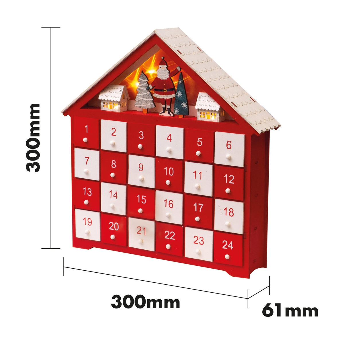 Wooden Santa Advent Calendar – Festive Countdown Decoration for Christmas_Indoor Christmas Decorations
