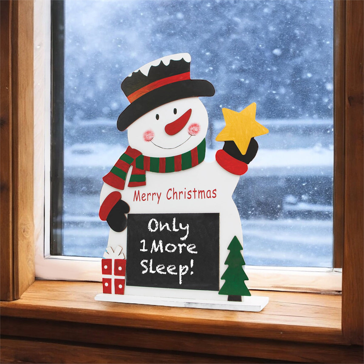 Wooden Snowman Chalkboard – Festive Holiday Decoration & Message Board_Indoor Christmas Decorations