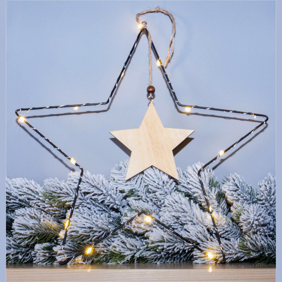 Battery Powered Metal Christmas Silhouette With LED String Lights_Indoor Christmas Decorations