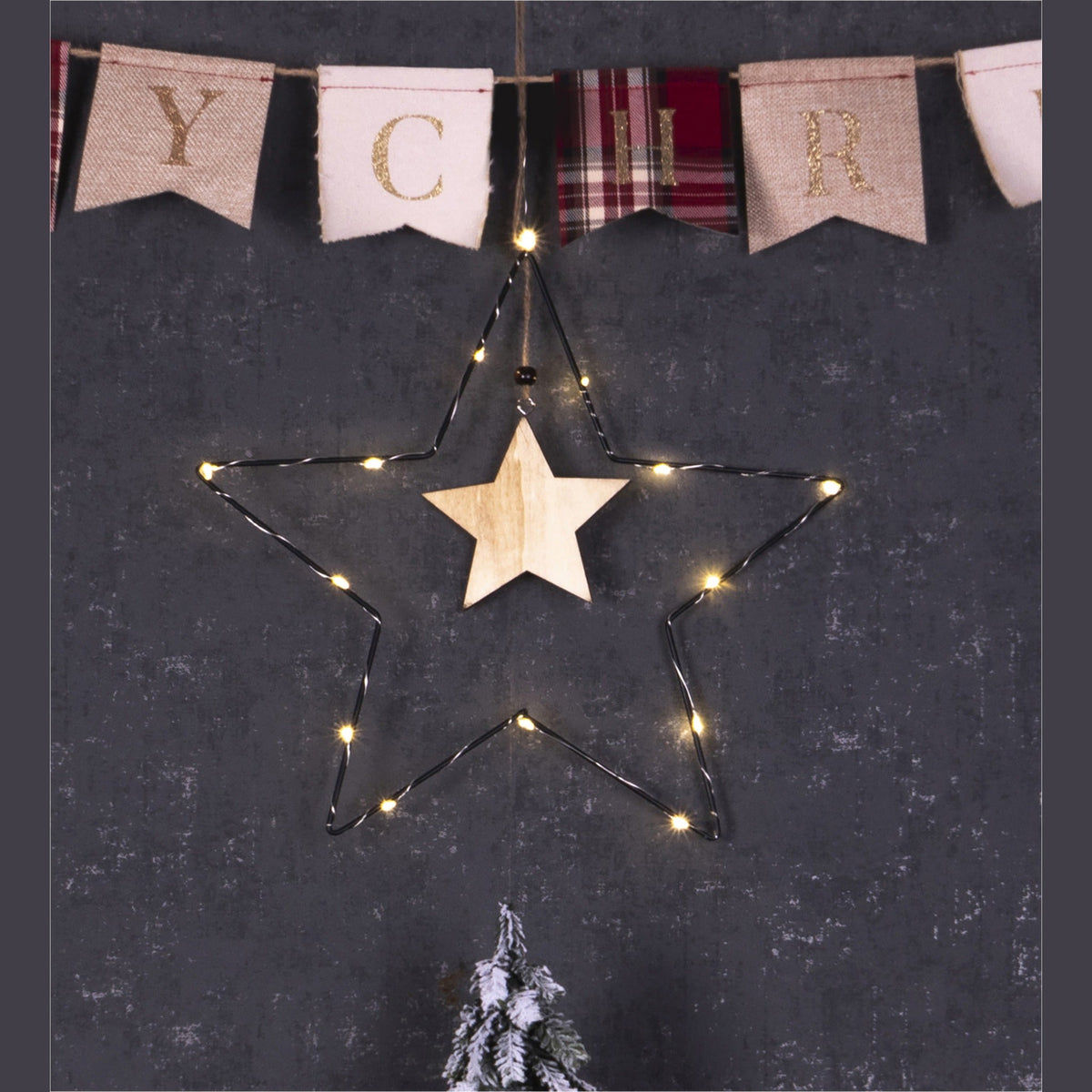 Battery Powered Metal Christmas Silhouette With LED String Lights_Indoor Christmas Decorations