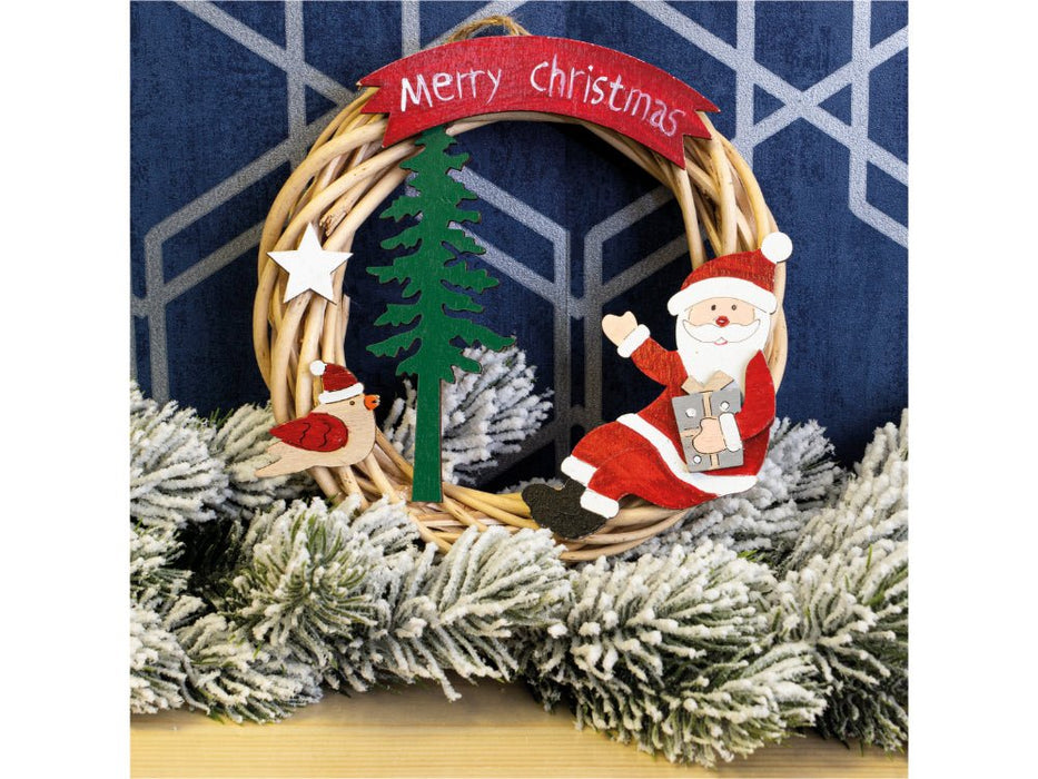 St Helens Santa Battery Powered Wicker Christmas Wreath_Christmas Wreaths