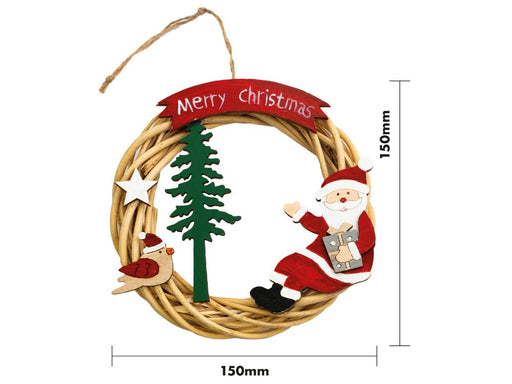 St Helens Santa Battery Powered Wicker Christmas Wreath_Christmas Wreaths