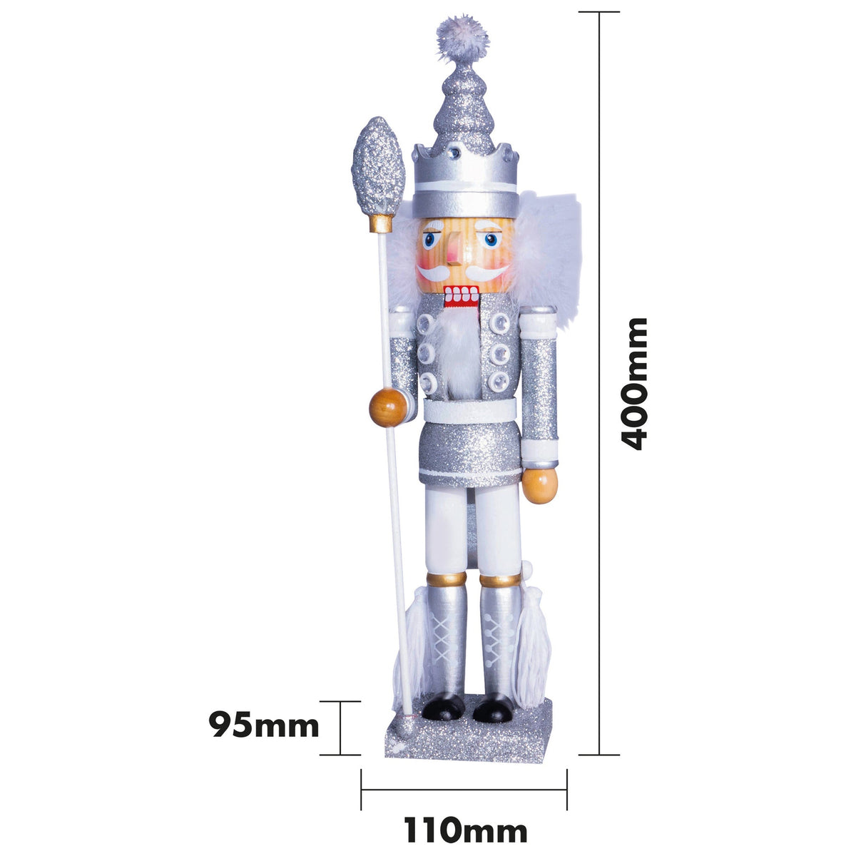 St Helens Glitter Nutcracker 40cm – Festive Decoration with Staff Rod- Available in 3 Colourways_Christmas