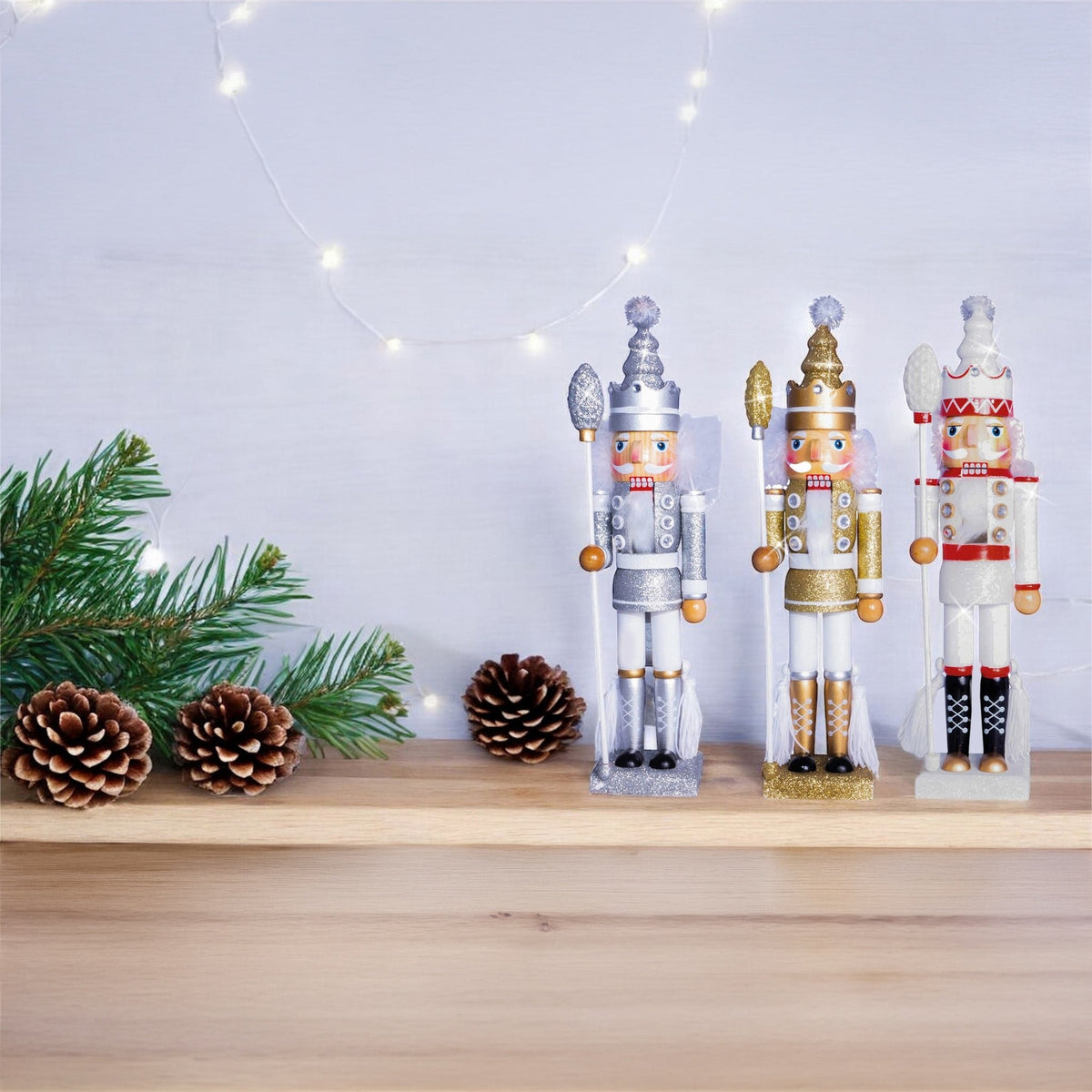 St Helens Glitter Nutcracker 40cm – Festive Decoration with Staff Rod- Available in 3 Colourways_Christmas