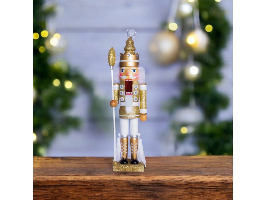 St Helens Glitter Nutcracker 40cm with Staff_Christmas