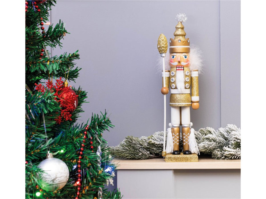 St Helens Glitter Nutcracker 40cm with Staff_Christmas