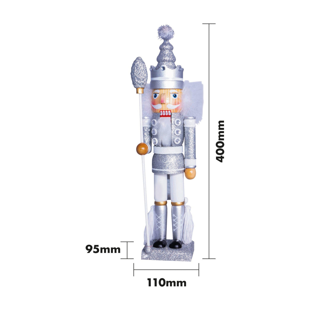 St Helens Glitter Nutcracker 40cm – Festive Decoration with Staff Rod- Available in 3 Colourways_Christmas