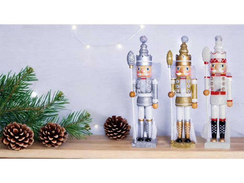St Helens Glitter Nutcracker 40cm with Staff_Christmas